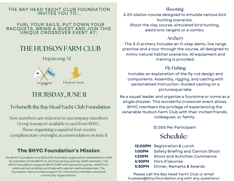 2026 Hudson Farm Event Flyer – BHYC Foundation